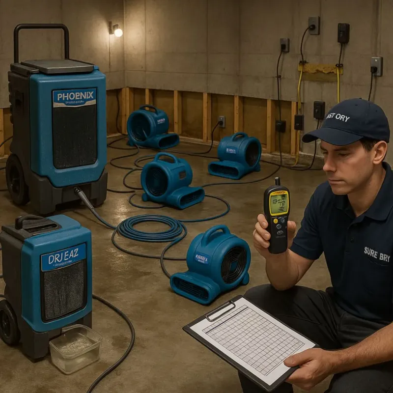Structural Drying and Dehumidification process in Center City, MN
